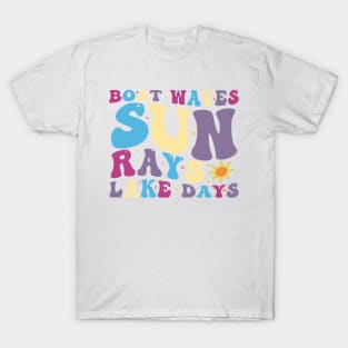 Boat Waves Sun Rays Lake Days, Summer, Retro Summer, Hello Summer, Beach T-Shirt